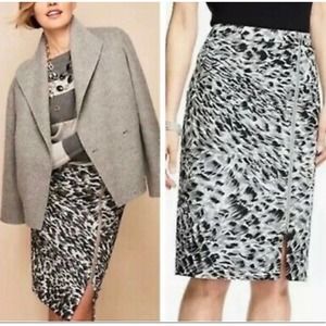 Talbots Gray Black Pencil skirt Side Zipper 100% Cotton Size 4